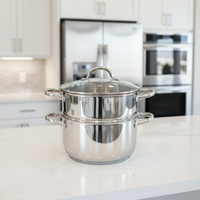 Ensemble de casseroles en acier inoxydable multifonctionnel JL avec poignée, couvercle en verre, marmite à couscous, batterie de cuisine