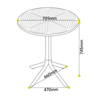 Table de salle à manger ronde moderne pour l'extérieur, en plastique perforé, résistante aux intempéries, meubles de villa et de jardin avec garantie de 3 ans