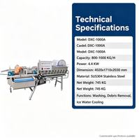 Groente- en fruitkoel- en wasmachine 800-1000KG/H, productielijnapparatuur voor de verwerking van landbouwproducten
