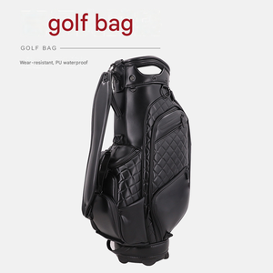 Sac de golf haut de gamme personnalisé avec logo, en cuir PU noir imperméable, fermeture éclair résistante aux rayures, léger, pour clubs de golf et bagages de voyage - Product Image 1