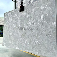 Dalle composite en onyx blanc cristal diamanté translucide rétroéclairée, panneau de pierre pour mur d'accentuation et comptoir de luxe pour hôtels, taille personnalisée