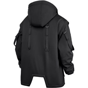 FOXA Men's Winter Parka Jacket Nylon Waterproof Japan Style Loose Fit Straight Body <b>Down</b> Alternative Coat - Product Image 6
