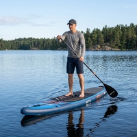 Planche de paddle gonflable double couche en PVC tissé, SUP de tourisme avec pompe, sac et aileron pour lacs et rivières