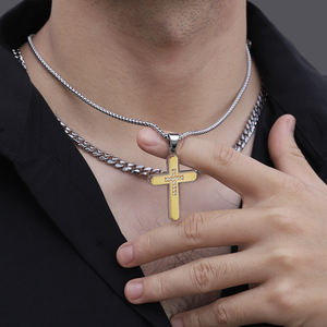 Batı Tarzı Popüler İbadet Hristiyan 316 Paslanmaz Çelik İsa Haçı Kolye Haç Takı Kilise Dua İçin - Product Image 1