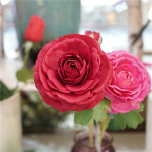 Flores artificiales Ranunculus nueva tendencia boda y hogar decorativo toque real flores Ranunculus 3 cabezas toque real <span class=keywords><strong>Camelia</strong></span> - Product Image 2