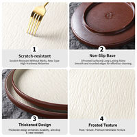 Assiette en mélamine de 9 pouces, ronde, motif pierre, durable, passe au lave-vaisselle, utilisation en restaurant de luxe