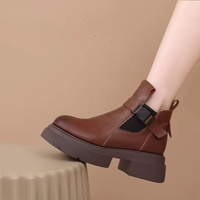Nouvelles bottes Martin à semelle épaisse pour femmes automne-hiver 2026, bottines en cuir véritable style britannique rétro
