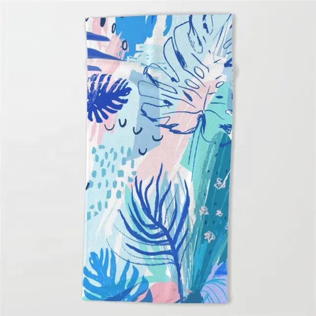 100% Polyester Custom Printed Sublimation Blank Rectangle White Hand Bath Beach Towel