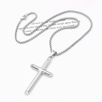 Nuevos Diseños Personalizados de Collares con Colgante de Cruz Cristiana de Cadena Ancha de Acero Inoxidable y Plástico para Hombre