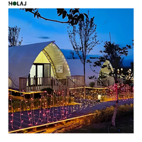 Lodge de glamping en forme de voile |   Cabane en tissu Oxford enduit de PVC anti-neige avec structure métallique pour jardin floral, complexe hôtelier, spécifications personnalisées