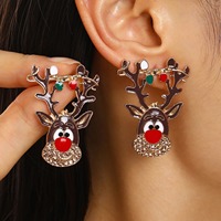 Boucles d'oreilles tendance en forme de flocon de neige avec zircon, bijoux d'hiver pour filles, cadeaux de Noël pas chers, vente en gros