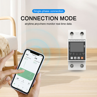 Disjoncteur relais monophasé Tuya WiFi 0-63A avec protection contre les fuites et compteur de surveillance de l'énergie