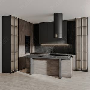 מחיר נמוך למינציה עץ hana שחור 3d מטבח ארון, משטח מודרני - Product Image 2