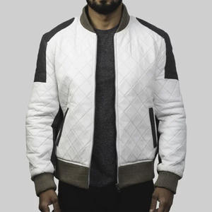 Chaqueta Bomber Acolchada Clásica Benjamin – Chaqueta Acolchada de Cuero Genuino para Hombre con Puños de Punto Acanalado y Múltiples Bolsillos - Product Image 1