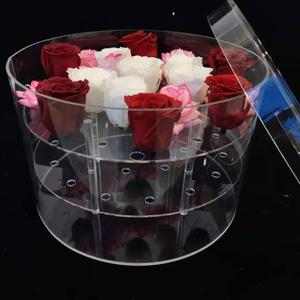 Luxury clear rose pots stand round acrylic flower box