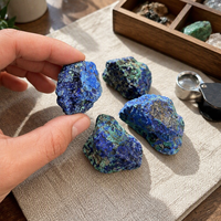 Collection de spécimens d'azurite et de malachite, pierres brutes pour la décoration intérieure Feng Shui