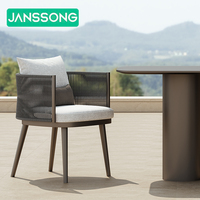 Ensemble de table de meubles de jardin Chaise de salle à manger en corde pour l'extérieur Ensemble de salle à manger pour patio en aluminium Ensemble de table et chaises de jardin pour hôtel