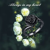 Haute qualité 925 argent Sterling cubique Zircon noir Rose urne anneau bijoux fins pour les femmes