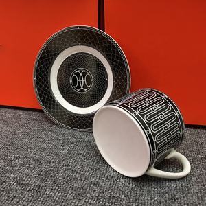 Nouveau produit 2 tasses en céramique nordique noir et blanc, ensembles de café de luxe, ensembles de salon, tasses à thé et soucoupes en porcelaine - Product Image 4