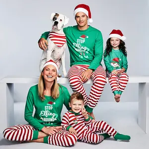 도매 사용자 정의 잠옷 Navideas 긴 소매 티 바지 Loungewear 일치하는 크리스마스 잠옷 가족