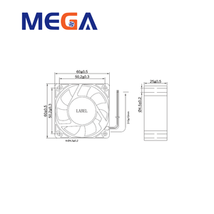 Ventilateur de refroidissement sans balais DC 60x60x25mm 6025 ignifuge UL94V-0 à 7 pales haute efficacité 26.9CFM OEM ODM - Product Image 5
