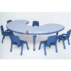 Mobiliário pré-escolar colorido seis crianças mesa e cadeiras para jardim de infância