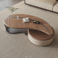 Table basse STG moderne en bois avec tiroirs de rangement en forme de feuille pour salon, mobilier de maison, style décoratif