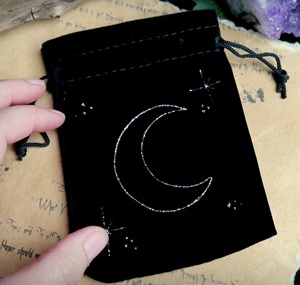 Бархатные мешочки для карт Таро, рун и магических принадлежностей с узором «полумесяц», на каждый день, на шнурке - Product Image 4