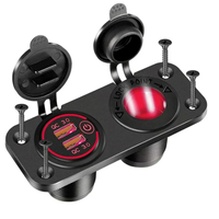 Prise de chargeur USB double 12V/24V QC3.0 avec interrupteur tactile et prise allume-cigare pour camping-car, remorque, voiture, bateau, voiturette de golf