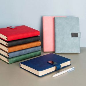 Wholesale Customizable A5 Retro Hardcover Thick Leather Magnetic Buckle Thread <b>Sewing</b> Bound Business Office Notebook Enterprise - Product Image 1