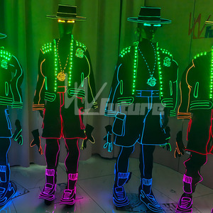 Costume Luminoso in Fibra Ottica LED con Filo EL per Discoteca, <span class=keywords><strong>DJ</strong></span>, Rave, Spettacoli di Danza, Halloween e Festival Musicali - Product Image 5
