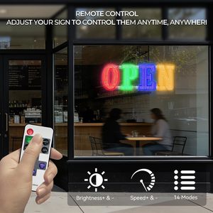 LemonNova <b>LED</b> Open Sign 40x14 Inch Remote Control Brightness Speed Adjustment 14 Modes Static Text Display for Business - Product Image 2