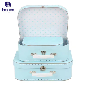 Boîte cadeau rétro en carton 3 pièces avec boucle et poignée métalliques, boîte de rangement décorative pour fête - Product Image 3
