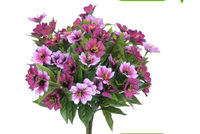 Bunga Hollyhock Buatan Tiruan untuk Dekorasi Luar Ruangan, 4 Bundel Bunga Musim Semi Sutra Tiruan dengan Daun Tanaman Tahan UV