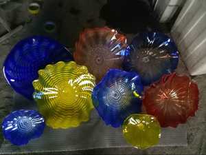 शीर्ष डिजाइन नीले कला फूल हाथ से बने मुरानो ग्लास थाली दीवार प्रकाश दीवार मस्तक का नेतृत्व किया - Product Image 4