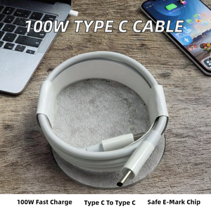 Câble USB-C vers USB-C 100W avec puces E-Mark pour charge rapide de téléphone, tablette, <span class=keywords><strong>Macbook</strong></span>, <span class=keywords><strong>imprimante</strong></span>, chargeur, ordinateur portable - Product Image 6