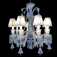 Lustre en cristal K9 de luxe de style européen avec abat-jour, décoration d'hôtel, luminaire suspendu pour salon