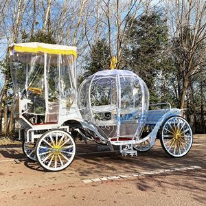Carruaje de Calabaza para Boda, Estilo Cuento de Hadas, Carruaje de Cenicienta, Romántico Buggy Blanco de Princesa con Cortina para Lluvia - Product Image 3