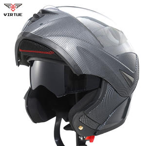 <span class=keywords><strong>Casco</strong></span> de motocicleta abatible modular mejorado aprobado por VIRTUE ECE-Patrón de fibra de carbono falso, auriculares <span class=keywords><strong>Bluetooth</strong></span> integrados - Product Image 2