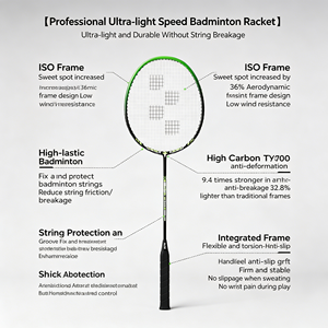 Advanced High Modulus Graphite 4U Lightweight <b>Badminton</b> Racket With Power Smash Texture And Built-In T-Joint For Indoor Match - Product Image 2