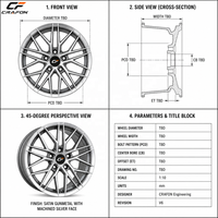 Jantes de voiture pour passagers CF 5x112 5x120 forgées monobloc, adaptées à BMW Audi RS3 RS5 RS6, finition grise usinée