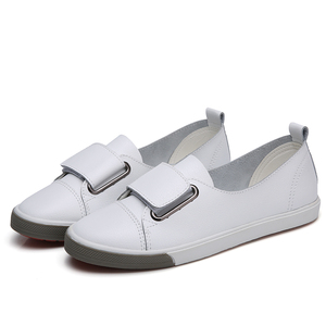 Mùa xuân mùa thu phụ nữ Giày đế bệt Lady trượt trên giày trắng da chính hãng Giày nữ giản dị - Product Image 2