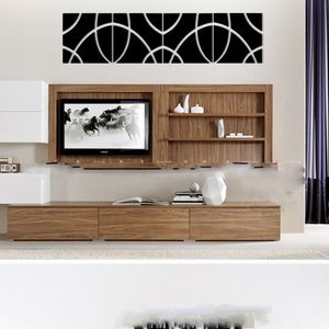 Geometric <b>Mirror</b> Wall Stickers - Self-Adhesive 3D Acrylic Decals in Gold, Silver & Black (4-Piece Set) - Product Image 3