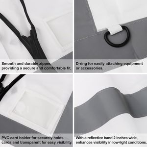2025 2-Pack Chaleco DE SEGURIDAD blanco de alta visibilidad Chaleco de comando de incidentes con 5 bolsillos y tiras reflectantes de 2 \" - Product Image 6