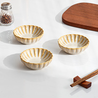 Lot de 3 bols à collation en céramique personnalisés, faits main, blancs, avec bord festonné et glaçure tourbillonnante beige, pour sauces et cuisine, OEM, vente en gros