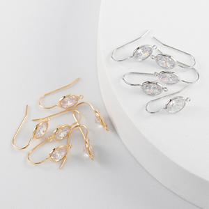 M1060 Grosir Pengait Anting Logam Warna Emas Perak dengan Zirkon untuk Aksesoris Pembuatan Perhiasan 10pcs/lot - Product Image 3