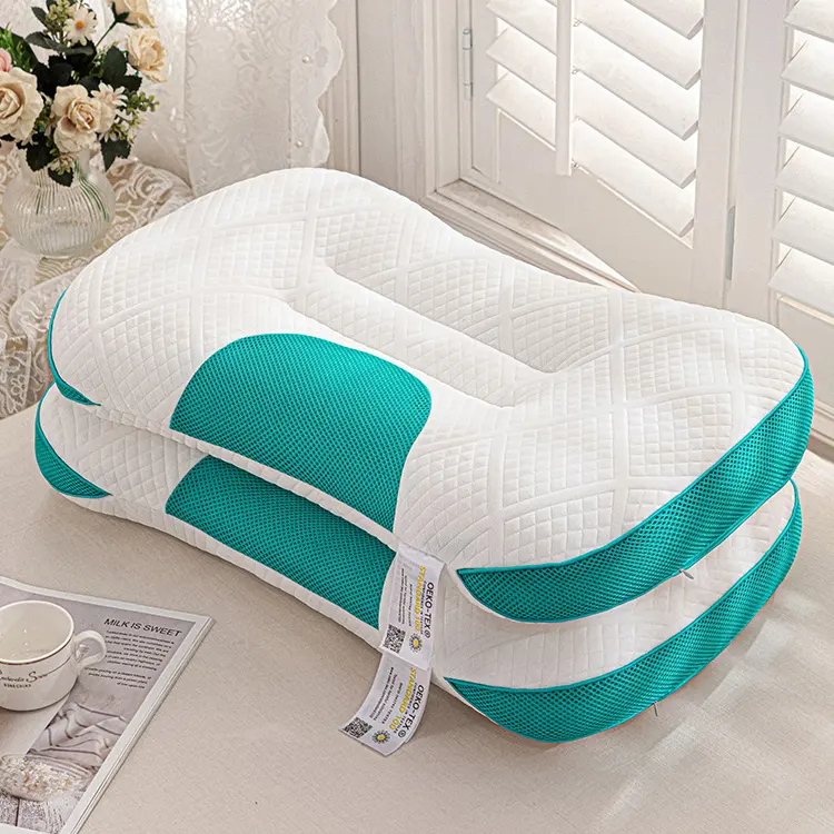 새로운 자기 요법 릴리프 베개 녹색 3D 인체 공학적 파티션 디자인 침대에 편안한 수면 호텔 베개