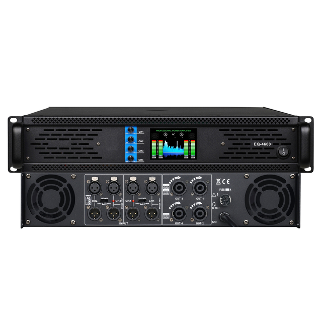 Professional 4-Channel 2U Rack Mount Power Amplifier 4x600W Class D/H High Efficiency Amp 8 Ohm for Stage DJ KTV PA System