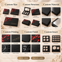 Boîte de palette de beauté professionnelle en carton rigide avec miroir, six compartiments, emballage cosmétique pour maquillage
