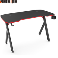 Bureau de jeu en métal Beisijie RGB avec design ergonomique, crochets pour casque et porte-gobelet, pieds en forme de Y - Table de jeu en promotion